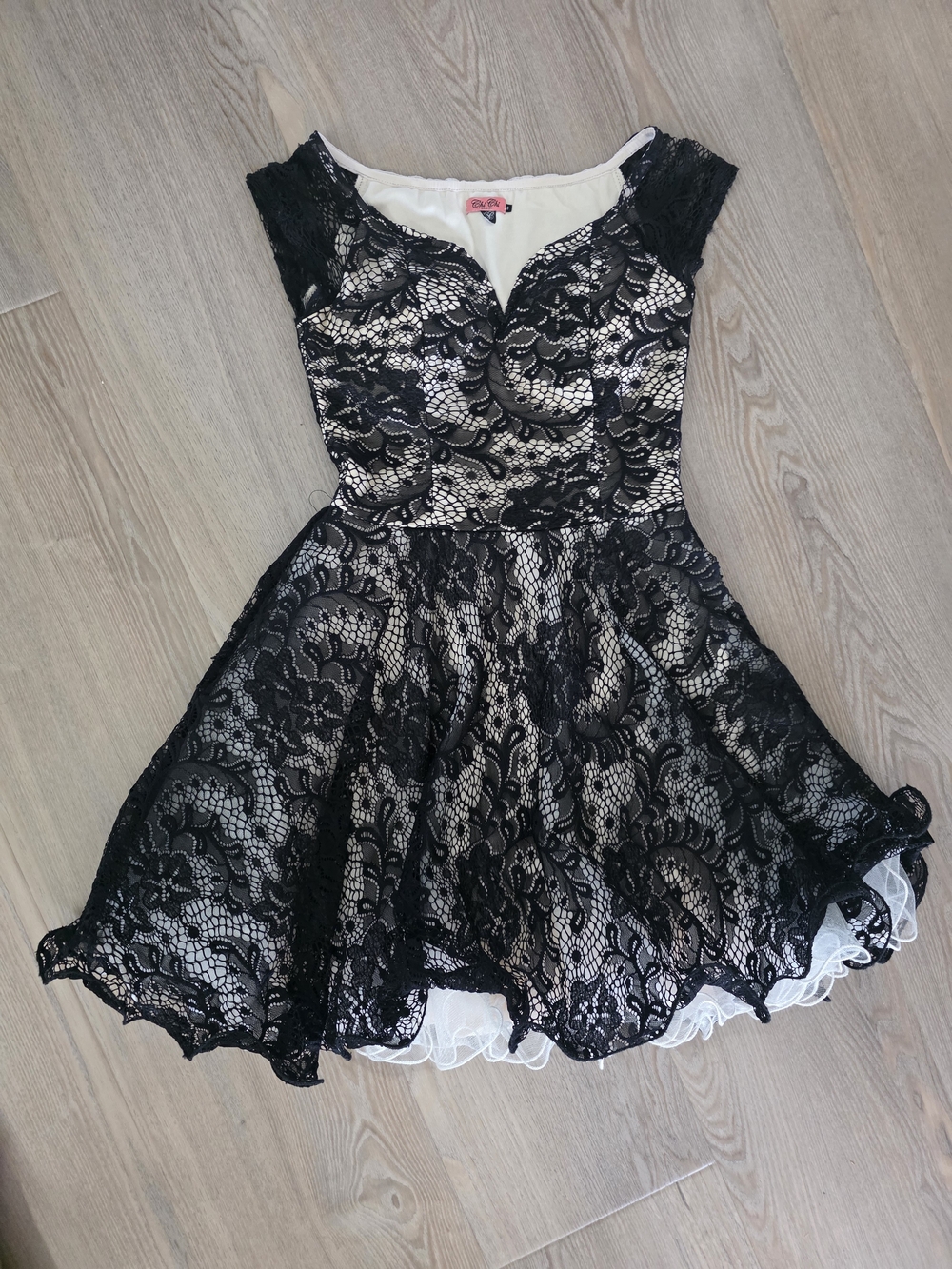 Chi Chi London Black Lace Dress with flounce Lining